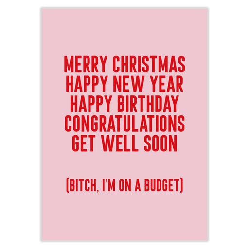 Bitch I’m On A Budget Christmas Card - Greeting & Note Cards