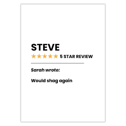 Personalised 5 Star Review Valentines Card - Greeting & Note