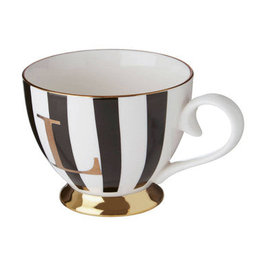 Duchess Black and White Monogram Mug, L