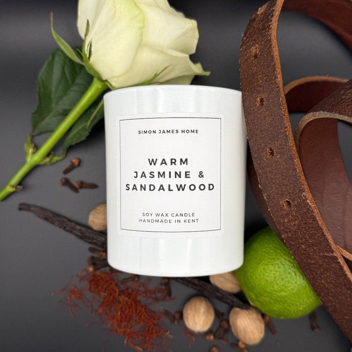 Warm Jasmine & Sandalwood Candle - Handmade Soy Wax