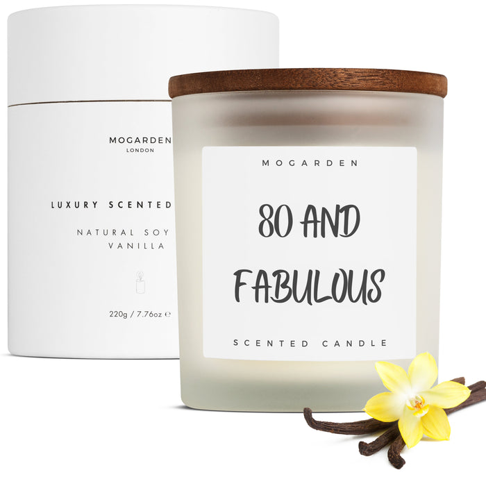 80th Birthday Candle - Luxury Vanilla Soy 220g | 80th Birthday Gift