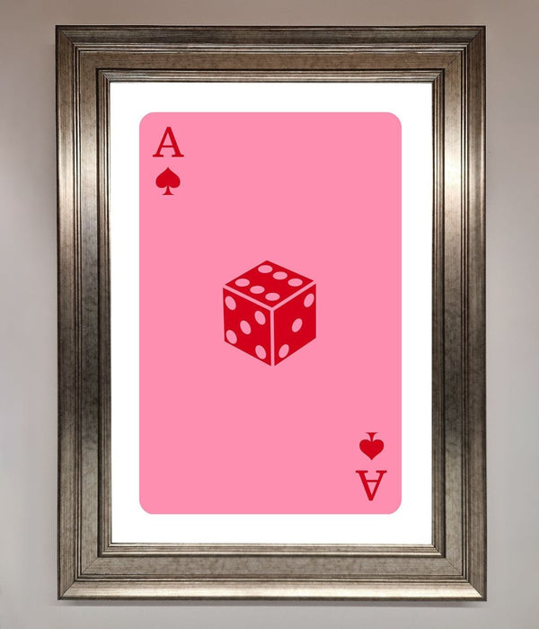 Ace Of Spades Poker Pink Framed Wall Art - Hi Society