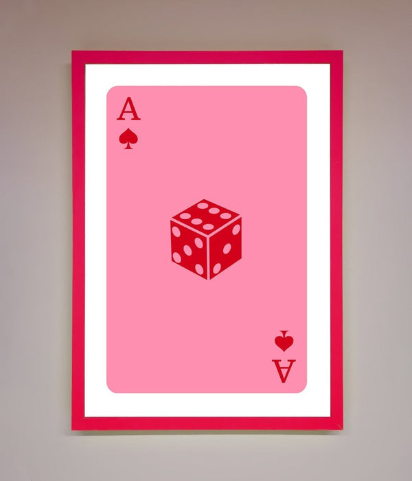 Ace Of Spades Poker Pink Framed Wall Art - Hi Society