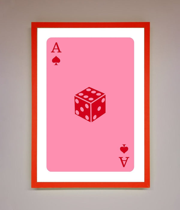Ace Of Spades Poker Pink Framed Wall Art - Hi Society
