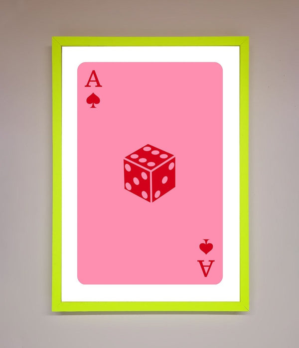 Ace Of Spades Poker Pink Framed Wall Art - Hi Society