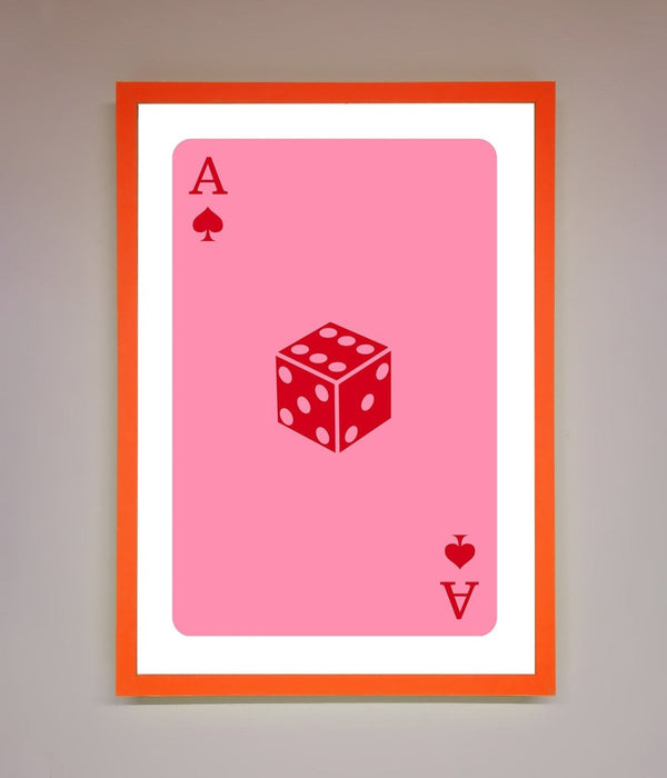 Ace Of Spades Poker Pink Framed Wall Art - Hi Society