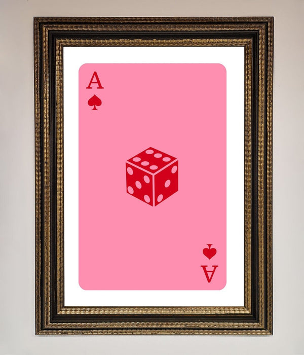 Ace Of Spades Poker Pink Framed Wall Art - Hi Society