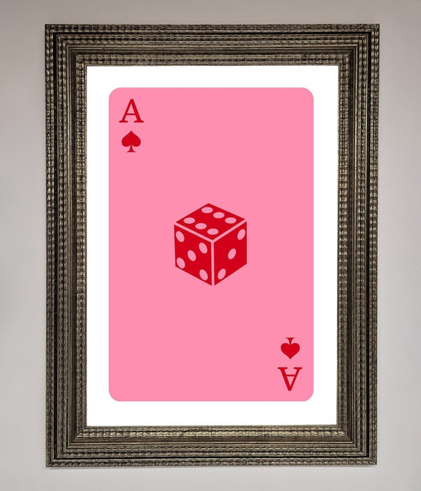 Ace Of Spades Poker Pink Framed Wall Art - Hi Society