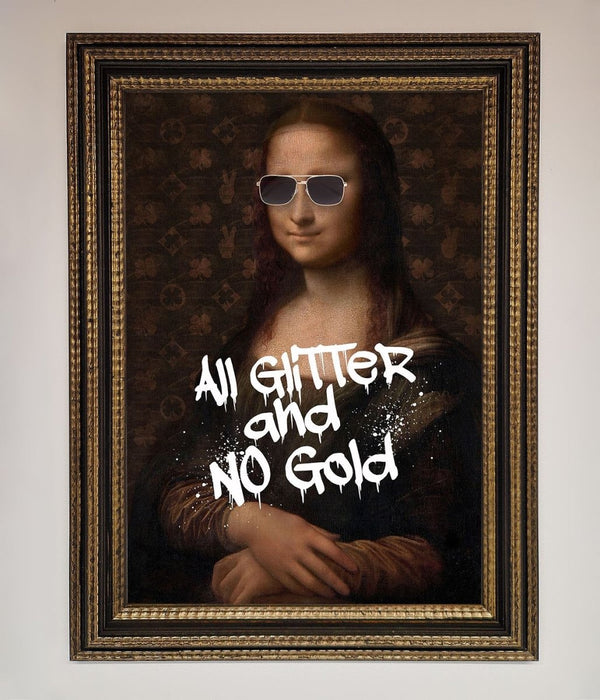 All Glitter No Gold Mona Lisa Framed Print - Hi Society