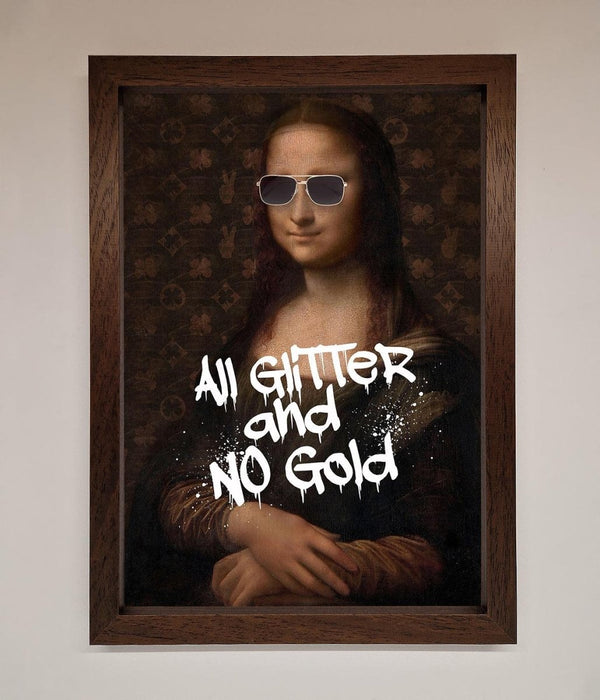 All Glitter No Gold Mona Lisa Framed Print - Hi Society