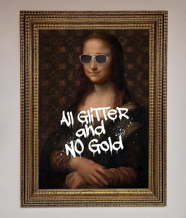 All Glitter No Gold Mona Lisa Framed Print - Hi Society