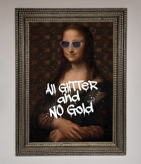 All Glitter No Gold Mona Lisa Framed Print - Hi Society