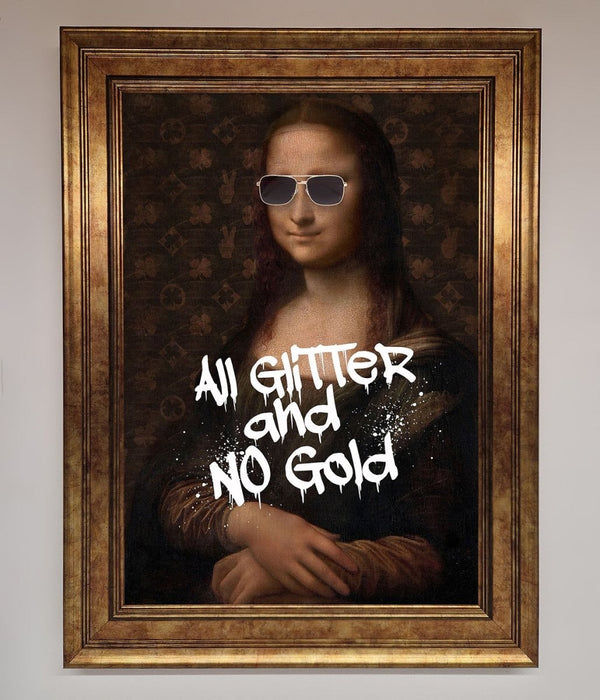 All Glitter No Gold Mona Lisa Framed Print - Hi Society