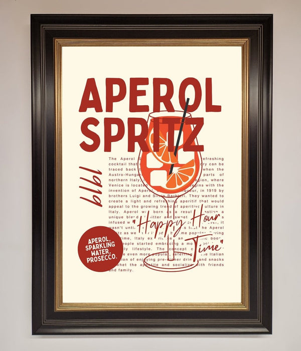 Aperol Spritz Happy Hour Cocktail Framed Wall Art - Hi Society