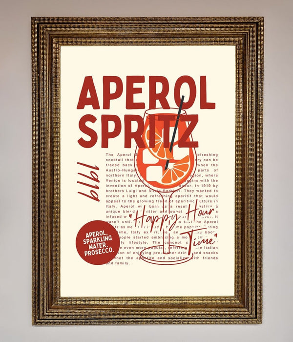 Aperol Spritz Happy Hour Cocktail Framed Wall Art - Hi Society
