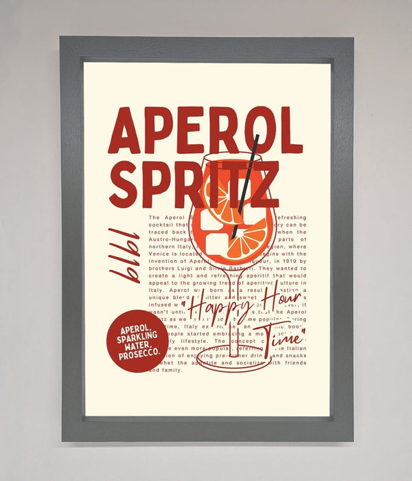 Aperol Spritz Happy Hour Cocktail Framed Wall Art - Hi Society