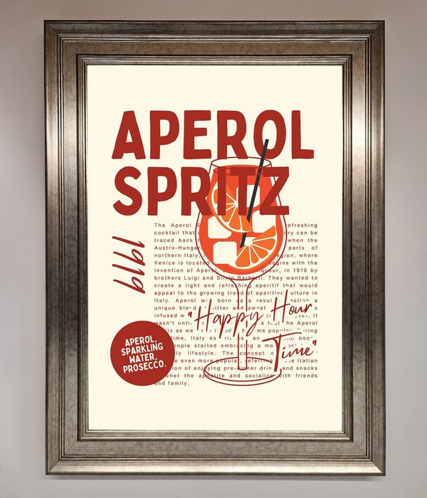 Aperol Spritz Happy Hour Cocktail Framed Wall Art - Hi Society