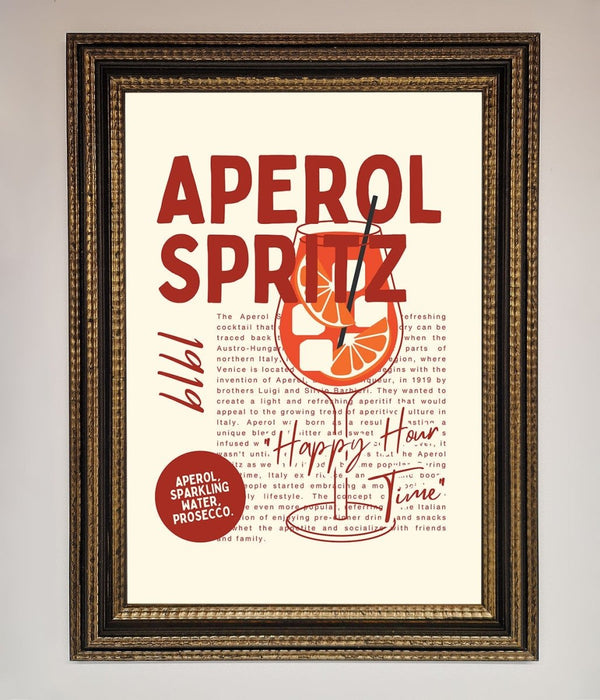Aperol Spritz Happy Hour Cocktail Framed Wall Art - Hi Society