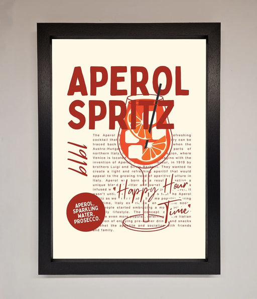 Aperol Spritz Happy Hour Cocktail Framed Wall Art - Hi Society