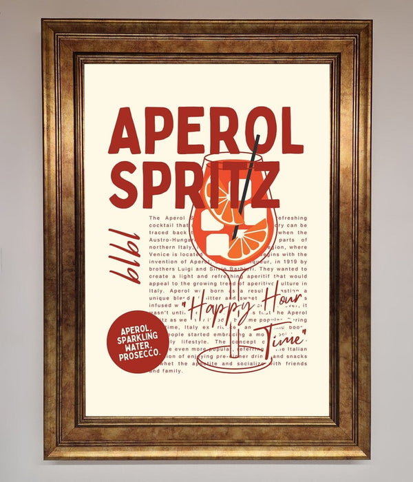 Aperol Spritz Happy Hour Cocktail Framed Wall Art - Hi Society