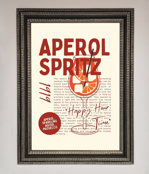 Aperol Spritz Happy Hour Cocktail Framed Wall Art - Hi Society