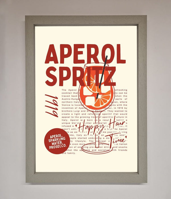 Aperol Spritz Happy Hour Cocktail Framed Wall Art - Hi Society