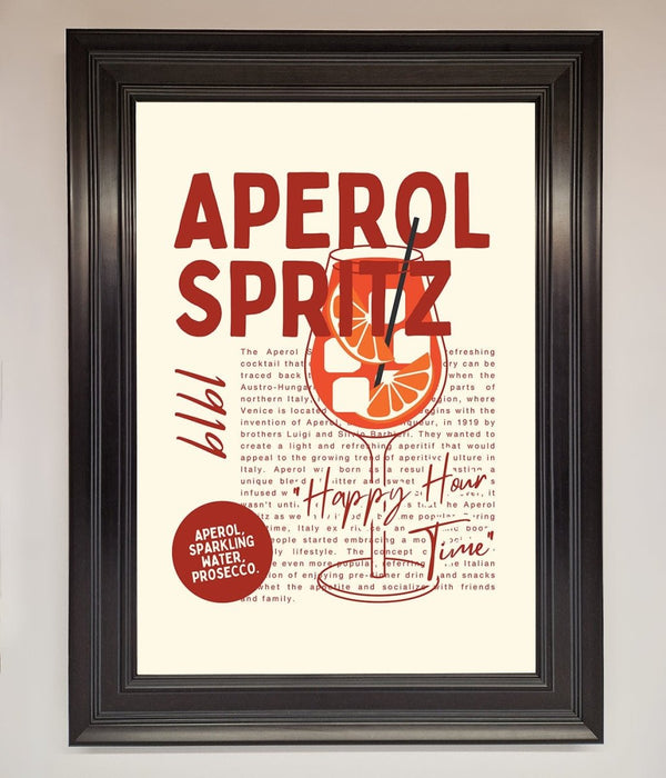 Aperol Spritz Happy Hour Cocktail Framed Wall Art - Hi Society