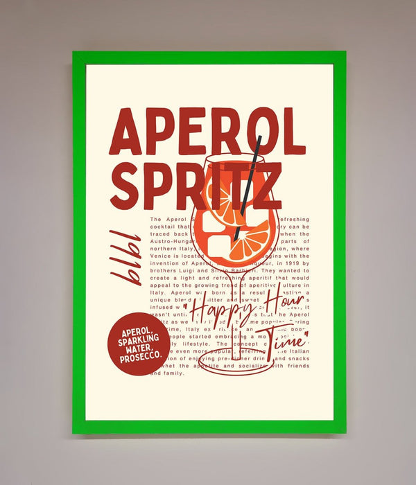 Aperol Spritz Happy Hour Cocktail Framed Wall Art - Hi Society