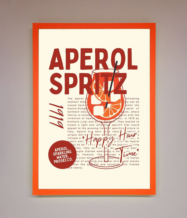 Aperol Spritz Happy Hour Cocktail Framed Wall Art - Hi Society
