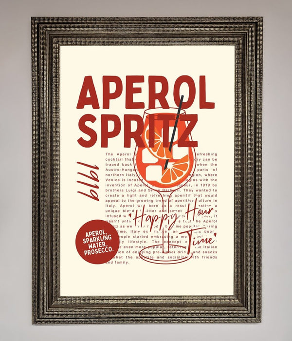 Aperol Spritz Happy Hour Cocktail Framed Wall Art - Hi Society