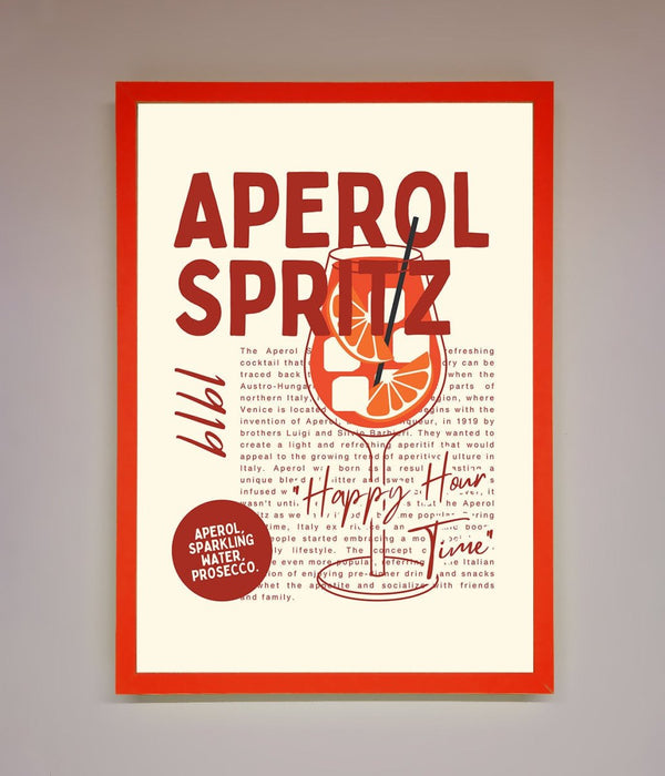 Aperol Spritz Happy Hour Cocktail Framed Wall Art - Hi Society