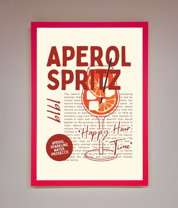 Aperol Spritz Happy Hour Cocktail Framed Wall Art - Hi Society