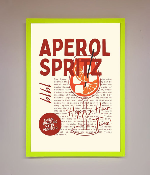 Aperol Spritz Happy Hour Cocktail Framed Wall Art - Hi Society