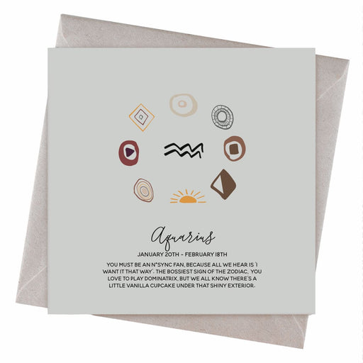 Aquarius Boho Astrology Birthday Card - Hi Society