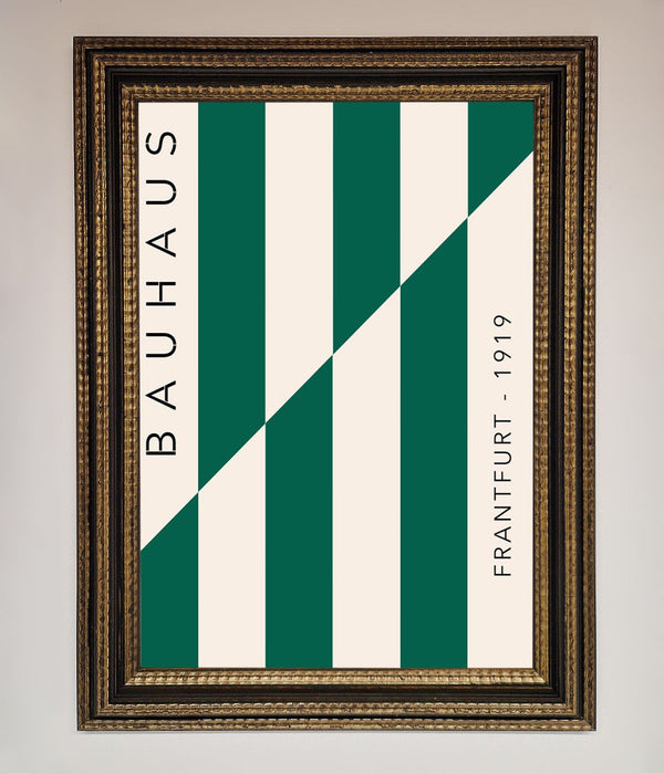 Bauhaus Green And White Framed Print - Hi Society