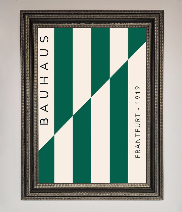 Bauhaus Green And White Framed Print - Hi Society