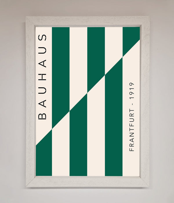 Bauhaus Green And White Framed Print - Hi Society
