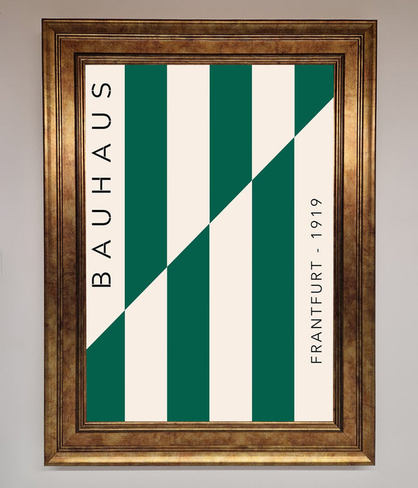 Bauhaus Green And White Framed Print - Hi Society