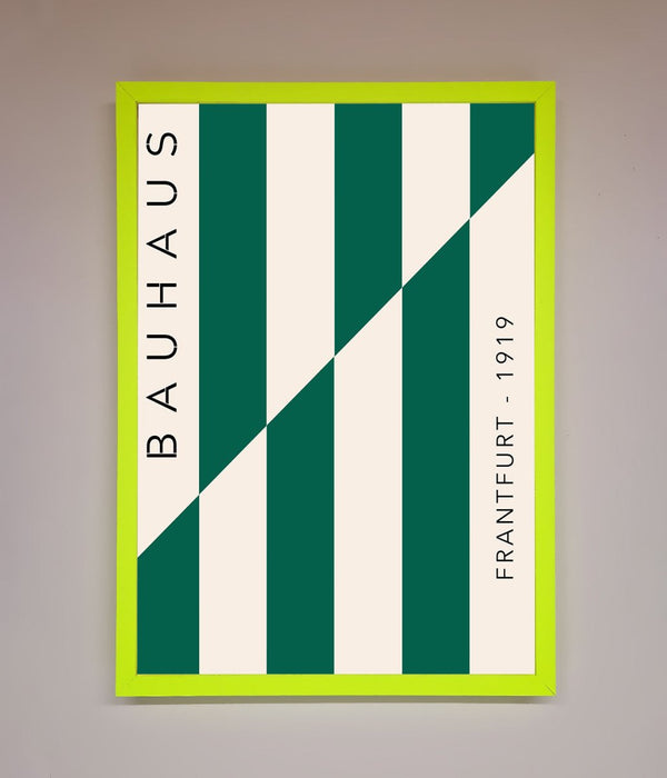 Bauhaus Green And White Framed Print - Hi Society