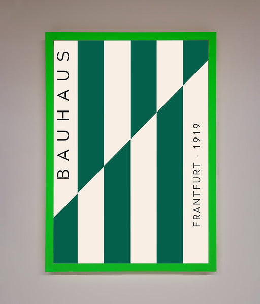 Bauhaus Green And White Framed Print - Hi Society