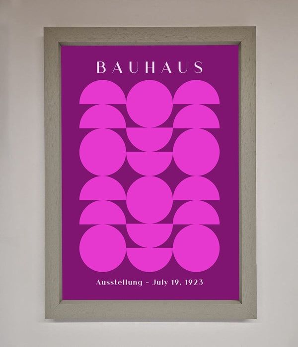Bauhaus Pink And Purple Abstract Framed Print - Hi Society
