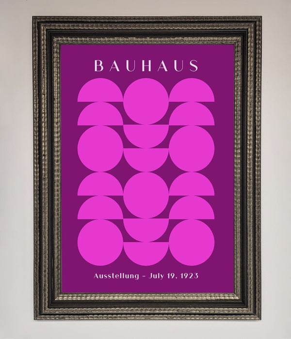 Bauhaus Pink And Purple Abstract Framed Print - Hi Society