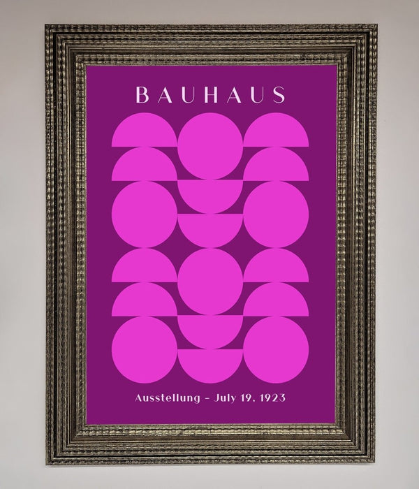 Bauhaus Pink And Purple Abstract Framed Print - Hi Society