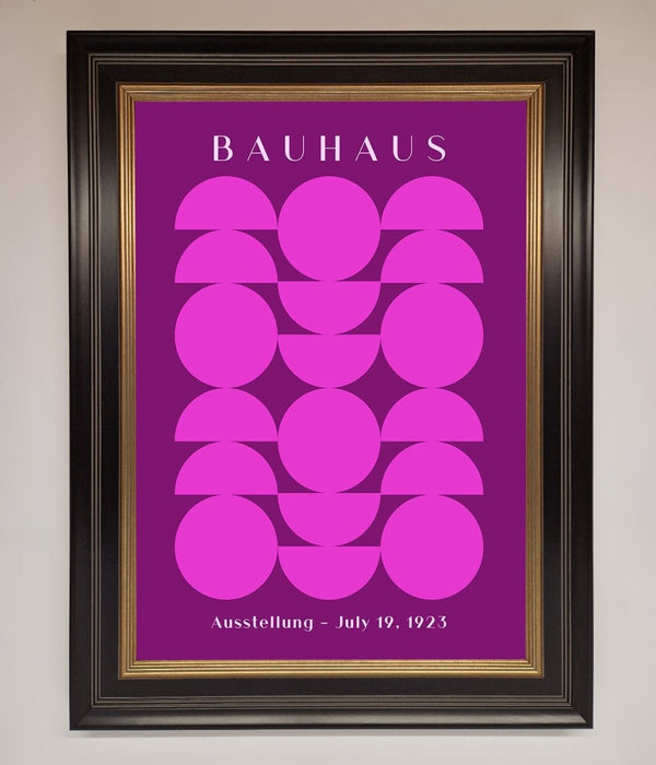 Bauhaus Pink And Purple Abstract Framed Print - Hi Society