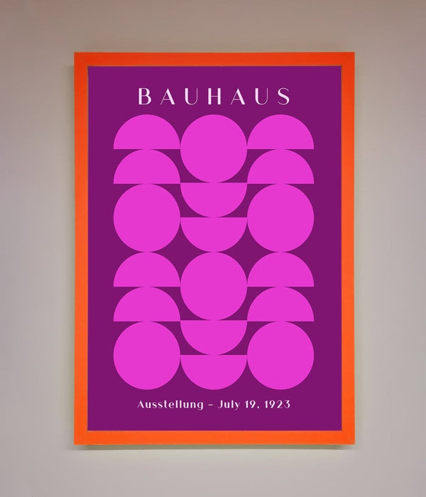 Bauhaus Pink And Purple Abstract Framed Print - Hi Society