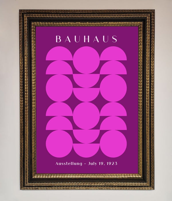 Bauhaus Pink And Purple Abstract Framed Print - Hi Society