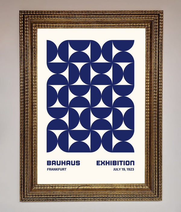 Bauhaus Print July 1923 Navy Blue Abstract Framed Wall Art - Hi Society