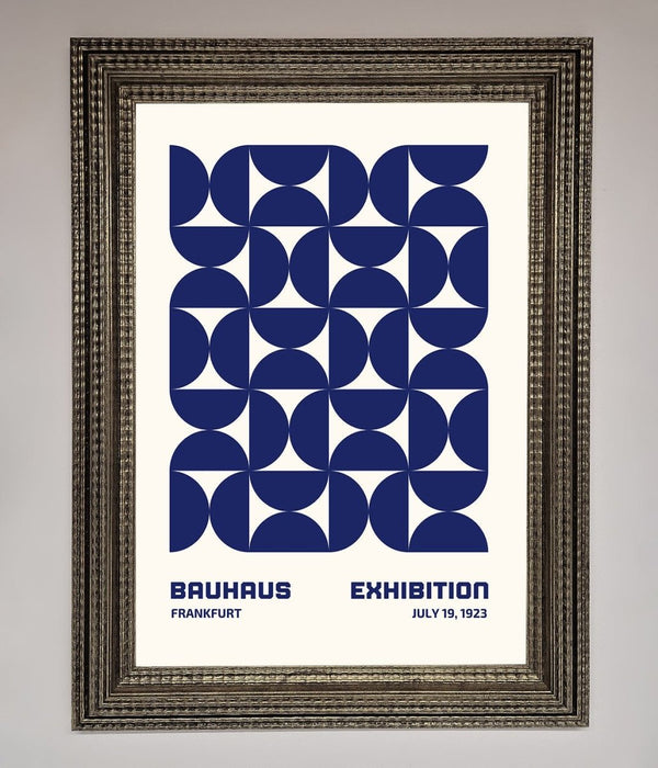 Bauhaus Print July 1923 Navy Blue Abstract Framed Wall Art - Hi Society