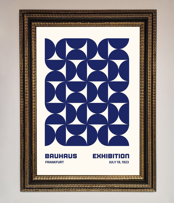 Bauhaus Print July 1923 Navy Blue Abstract Framed Wall Art - Hi Society