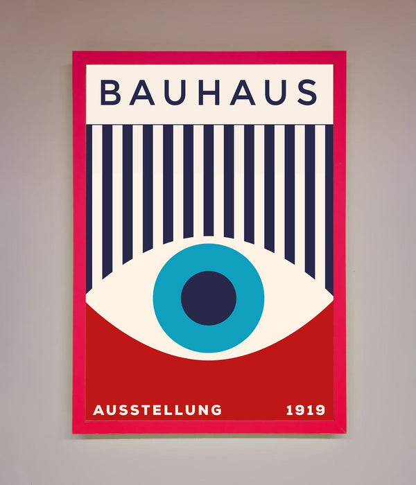 Bauhaus Red And Blue Eye Framed Wall Art - Hi Society